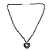 Black Crystal Heart Shape Carved Necklace with Pendant - Sold by Piece
