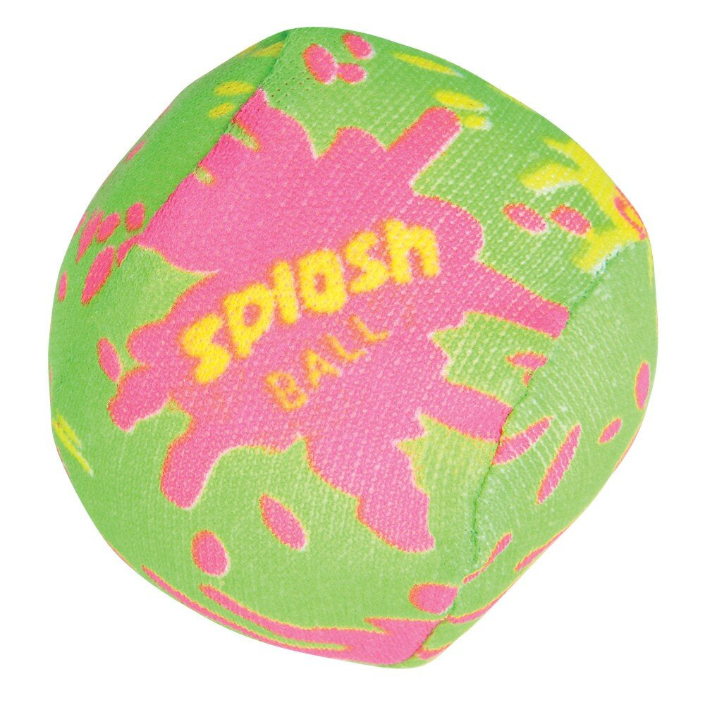 Colorful splash ball with pink paw prints and 'Splash Ball' text on a white background