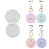 Cat Printed Compact Mirror Keychains