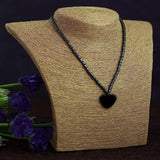 Black Crystal Heart Shape Carved Necklace with Pendant - Sold by Piece