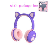 Glowing Cute LED Cat Ear Bluetooth Headphones with Mic