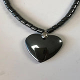 Black Crystal Heart Shape Carved Necklace with Pendant - Sold by Piece