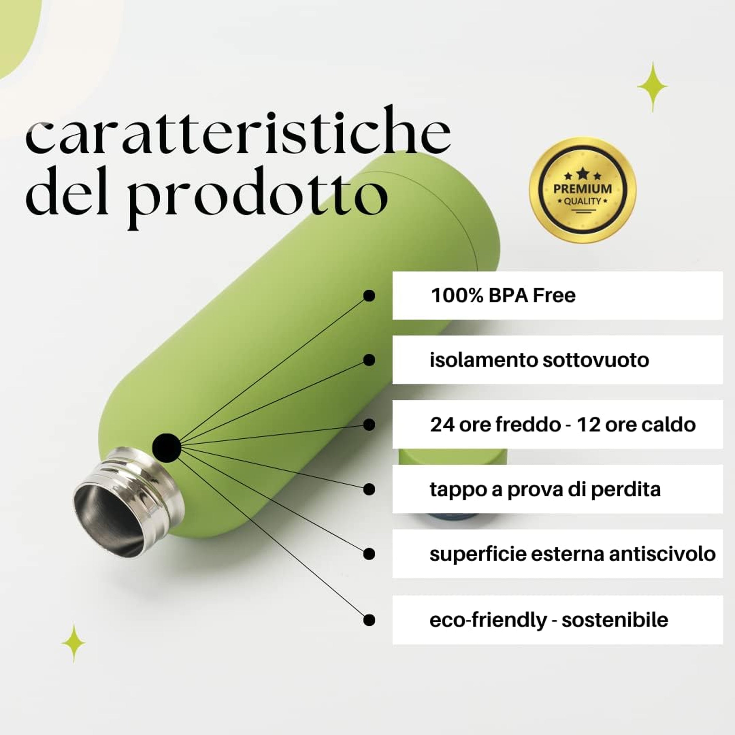 17 oz. Stainless Steel Water Bottle with Custom Imprint | Thermal Bottle for Hot and Cold Beverages - Sold by Piece