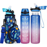 Inspirational Water Bottle With Strap, Leak Proof Reusable Insulated Water Bottle For Men & Women