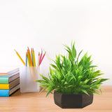 artificial bamboo leaves plant with wood hexagon pot