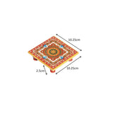 Handicrafts Paradise Intricate Floral Painted Marble Chowki