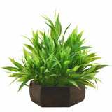 artificial bamboo leaves plant with wood hexagon pot