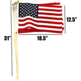 WholesaleAmerican Flag Proudly Made in U.S.A. Handheld US Stick Flags   User "12x18" Inch with Spear Gold Tip (Sold by the dozen)
