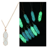 Glow in the Dark Bullet Wire Wrapped Pendant Necklace Gold 18" Chain Necklaces