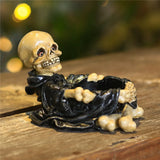 2307BA Mini Cute Skull Candle Holder Ashtray Resin Statue Decoration Ornaments Home Office Desk Decor Gift Halloween Party Dropshipping