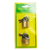 Bulk 2 PC Mini Brass Padlocks with Keys