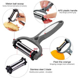 1007GG 3 in 1 Kitchen Gadget Accessories Potato Peeler Multifunctional 360 Degree Rotary Vegetable Peeler Cutter Melon Planer Grater