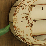 0407BA Wooden Shelf Moon Face Display Stand Floating Shelf Wall Decor Wall Shelf Boho Home Decoration Crystal Holder Wall Organizer