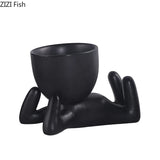 0907BA Abstract Figures Flower Pots Ceramic Vase Desk Decoration Potted Plants Decorative Flower Arrangement Cute Characters Vases