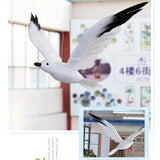 1707BA 1pc Simulated Feather Seagulls Bird Artificial Flying Bird Figurines for Home Garden Decor Party Hanging Ornament with Fish Line