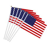 5pcs USA Stick Flag, American US 5x8 inch HandHeld Mini Flag ensign 30cm Pole United States Hand Held Stick Flags banner