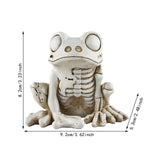 0709BA Frog Sculpture Halloween Gift Resin Animal Statue Desktop Ornament Frog Skeleton Decoration for Office Indoor Desk Patio Party