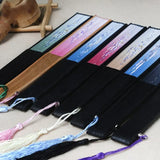 Chinese Japanese Silk Folding Fan Wooden Shank Classical Dance Fan High Quality Tassel Elegent Female Fan Home Decoration