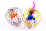 2307GP 1pc Cat Toy Stick Feather Wand With Bell Mouse Cage Toys Plastic Artificial Colorful Cat Teaser Toy Pet Supplies Random Color
