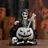 2307BA Halloween Skeleton Decor Resin Skull Statue Home Office Desk Decoration Ornament Haunted House Props Horror Partiy Supplies
