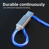 lovebay 3 in 1 Glowing LED Light 3A Fast Charging Micro USB Type C Cable