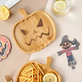 1707BA Halloween Pumpkin Tray Wooden Food Fruit Snack Storage Plate Home Decoration  Halloween Party Supples Kitchen Accessories