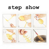 1007GG 1Set Stainless Steel Twisted Potato Spiral Slice Plastic Rotate Potato Slicer Cutter Creative Vegetable Tool Kitchen Gadgets