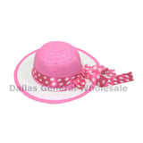 Wholesale Little Girls Polka Dot Straw Hats - Assorted