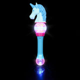 Spinning Light Up Unicorn Themed Wand For Kids - Assorted