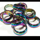 Wholesale Flat 6mm Rainbow Hematite Stone Rings Assorted Sizes