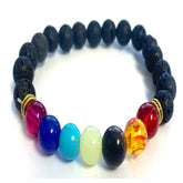 Rainbow Lava Stone Chakra Bracelet Stretchable Beaded Bracelet