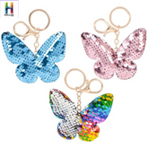 Butterfly  Flip Sequin Keychain In Bulk