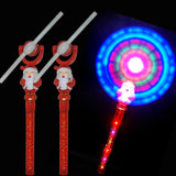Light Up Santa Claus Themed Windmill Wands For Kids