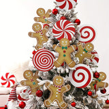 CF-9Christmas Tree Topper and Ornaments Set - 8 Large Candy Cane Swirls, Plastic Red and White Peppermint Sticks, Festive Holiday Decor for Home, Office, Party Centerpieces, No Electricity or Feathers Required