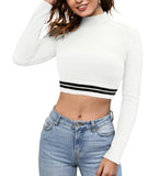 Fancy Fashion Women's House Women's Regular Fit Solid Cotton Full Sleeve Crop Top