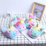 Rainbow Animal Sequins Plush Slippers