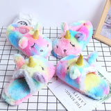 Rainbow Animal Sequins Plush Slippers
