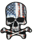 Wholesale JUMBO SKULL VINTAGE AMERICAN FLAG EMBROIDERED PATCH 9 INCH (Sold by the piece)