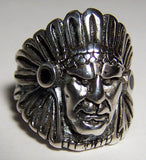 Wholesale INDIAN HEAD SILVER DELUXE BIKER RING (Sold by the piece) * CLOSEOUT NOW ONLY $3.75 EA - SIZE 7 ONLY