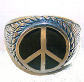 Wholesale ROUND PEACE SIGN DELUXE SILVER BIKER RING (Sold by the piece) *- CLOSEOUT AS LOW AS $ 3.50 EA