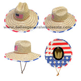 Bulk Buy Adults Double Side USA Straw Hats Wholesale