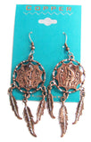 Wholesale SOLID COPPER KOKOPELLI DANCING INDIAN MAN DREAM CATCHER DANGLE EARRINGS ( sold by the piece )
