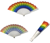 Rainbow Striped 9-Inch Cloth Hand Fan ( sold by the piece or dozen )