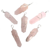 Wholesale ROSE QUARTZ WIRE WRAPPED  STONE PENDANT - Assorted