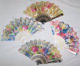 Wholesale RAINBOW GLITTER FLOWER 9 INCH HAND FAN ( sold by the piece or dozen )