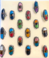 Wholesale TRI COLOR RESINA ALPACA SILVER  HANDCRAFTED RINGS