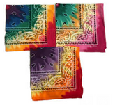 Wholesale TIE DYE MULTI COLOR PAISLEY DESIGN BANDANNA 100% COTTON