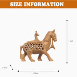 Wooden Jali Peacock on Horse Statue