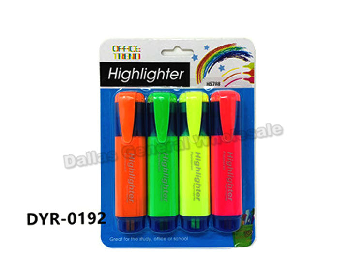 Bulk Buy 4 PC Neon Color Highlighters Wholesale