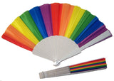 Rainbow Striped 9-Inch Cloth Hand Fan ( sold by the piece or dozen )